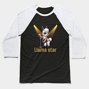 Stylish Llama Star: Funky Cartoon Animal T-Shirt Design Baseball T-Shirt